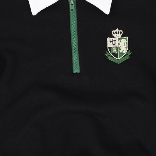 DUKE + PORT BLACK WHITE COLLAR SWEATSHIRT TOP