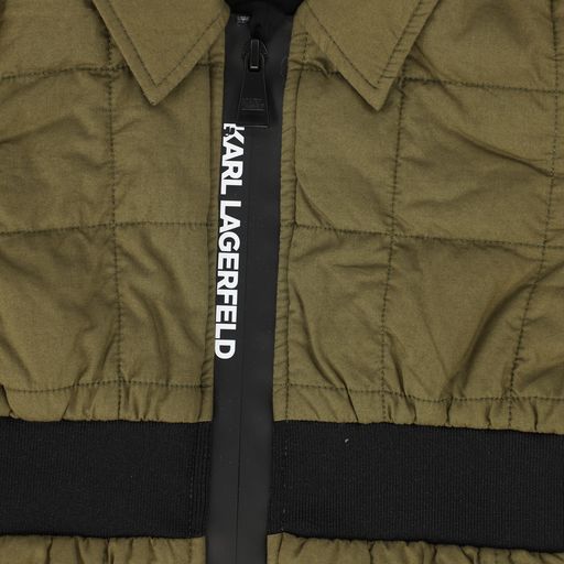 KARL LAGERFELD KHAKI QUILTED ZIPPER DRESS