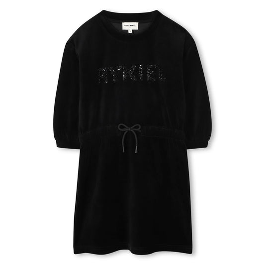 SONIA RYKIEL BLACK LOGO PUFF SLEEVE DRESS
