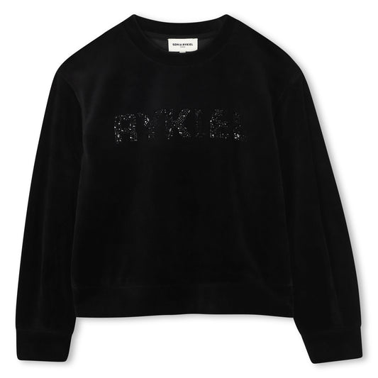 SONIA RYKIEL BLACK LOGO PUFF SLEEVE SWEATSHIRT
