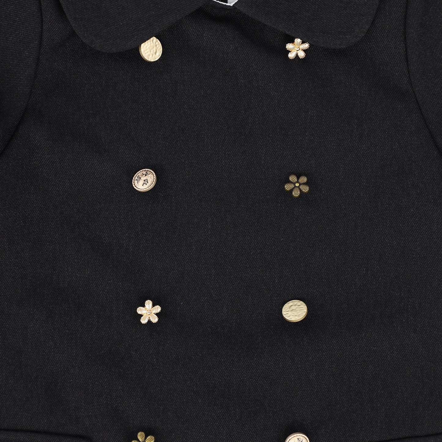 AISABOBO BLACK DOUBLE BREASTED COLLAR DRESS