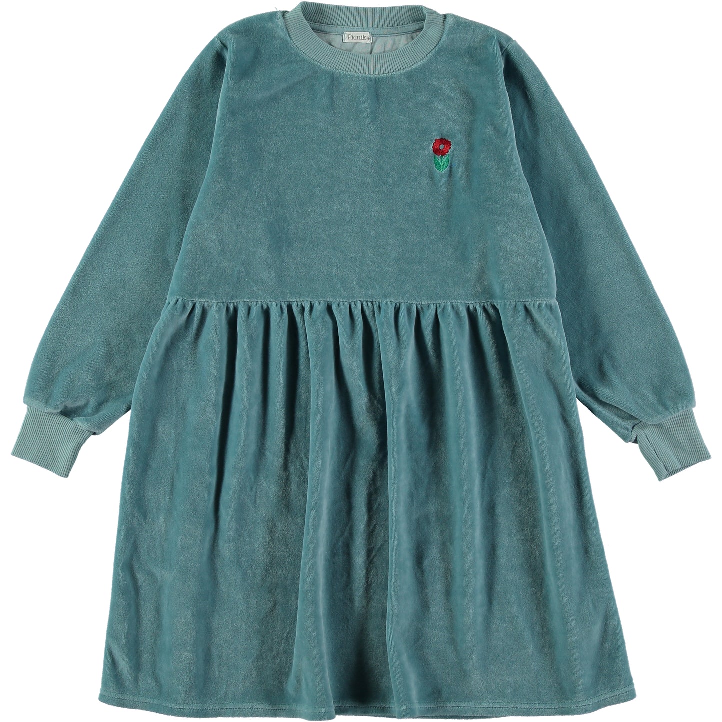 PICNIK BLUE WAISTED FLARE DRESS