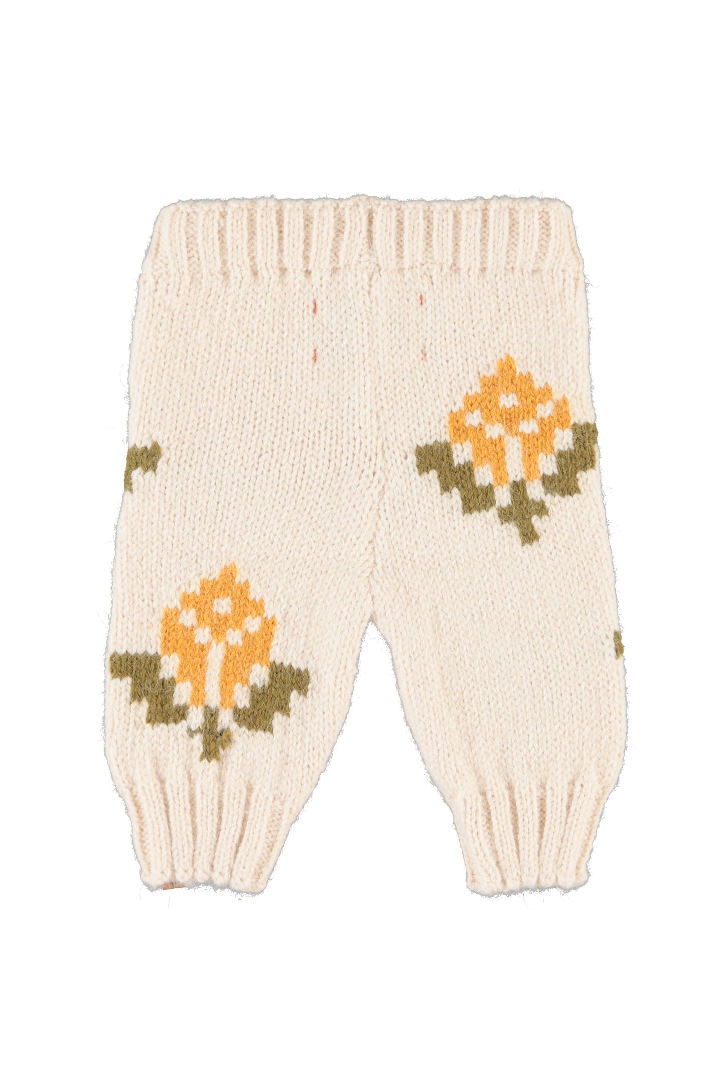 PIUPIUCHICK ECRU FLOWER PRINT KNIT PANTS