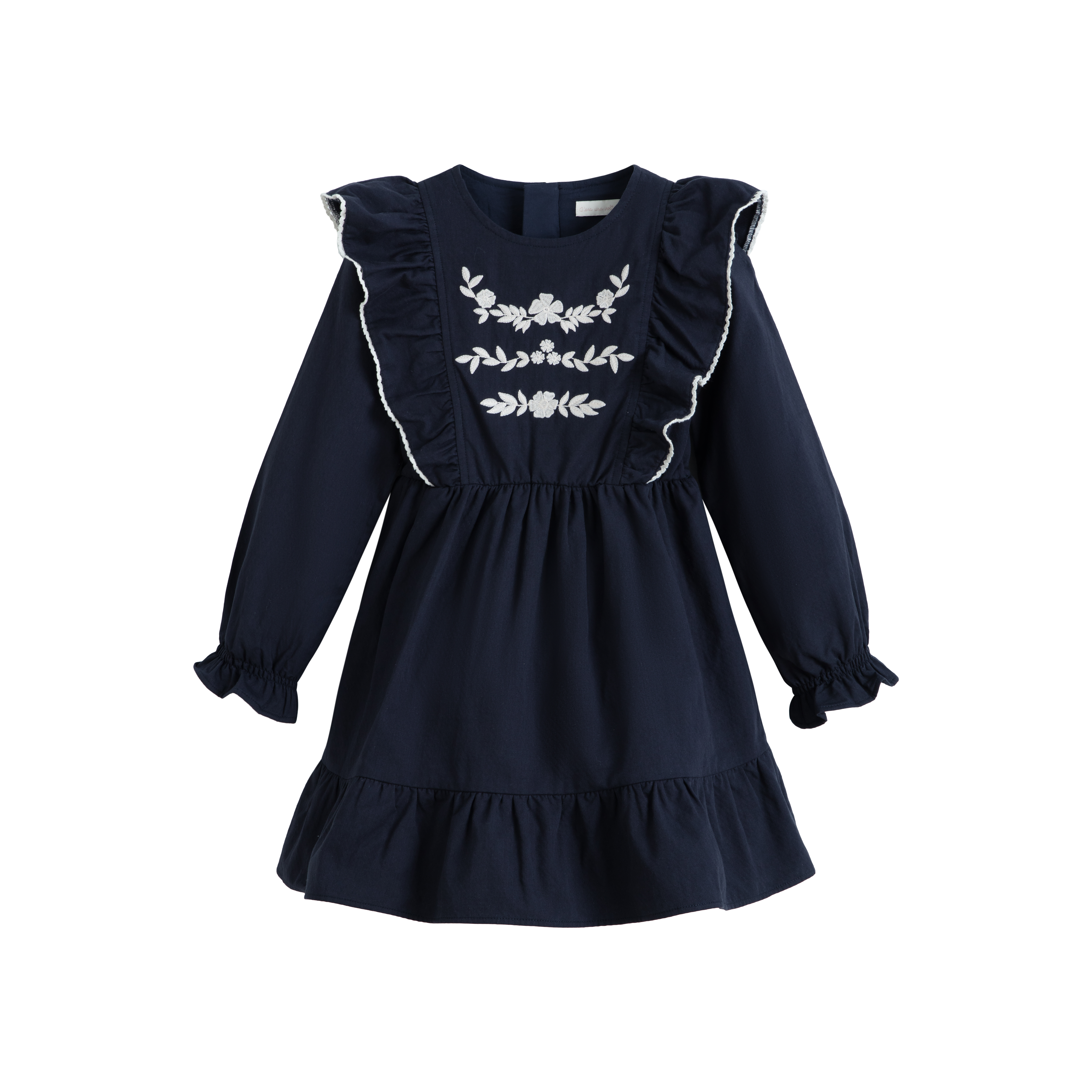 una linen embroidered dress CERA VOLTA NAVY RUFFLE TRIM MIDI – Luibelle sequins. Velvet Colors:Aqua Blue 855 - Not available backless_dress Blue Cotton Dashiki Zip