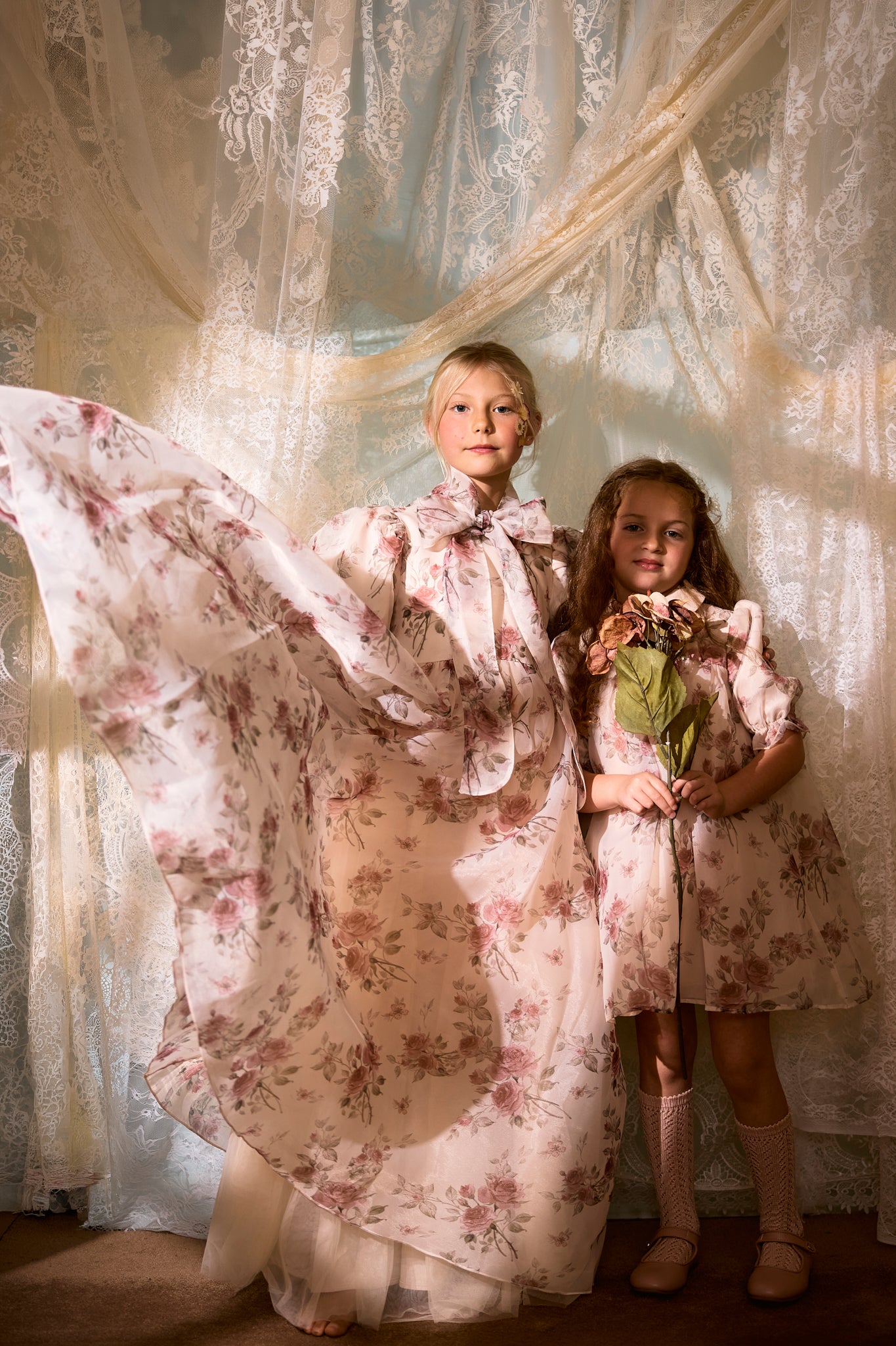 FRANCESCA GUILIANO PINK FLORAL ORGANZA PUFF SS DRESS