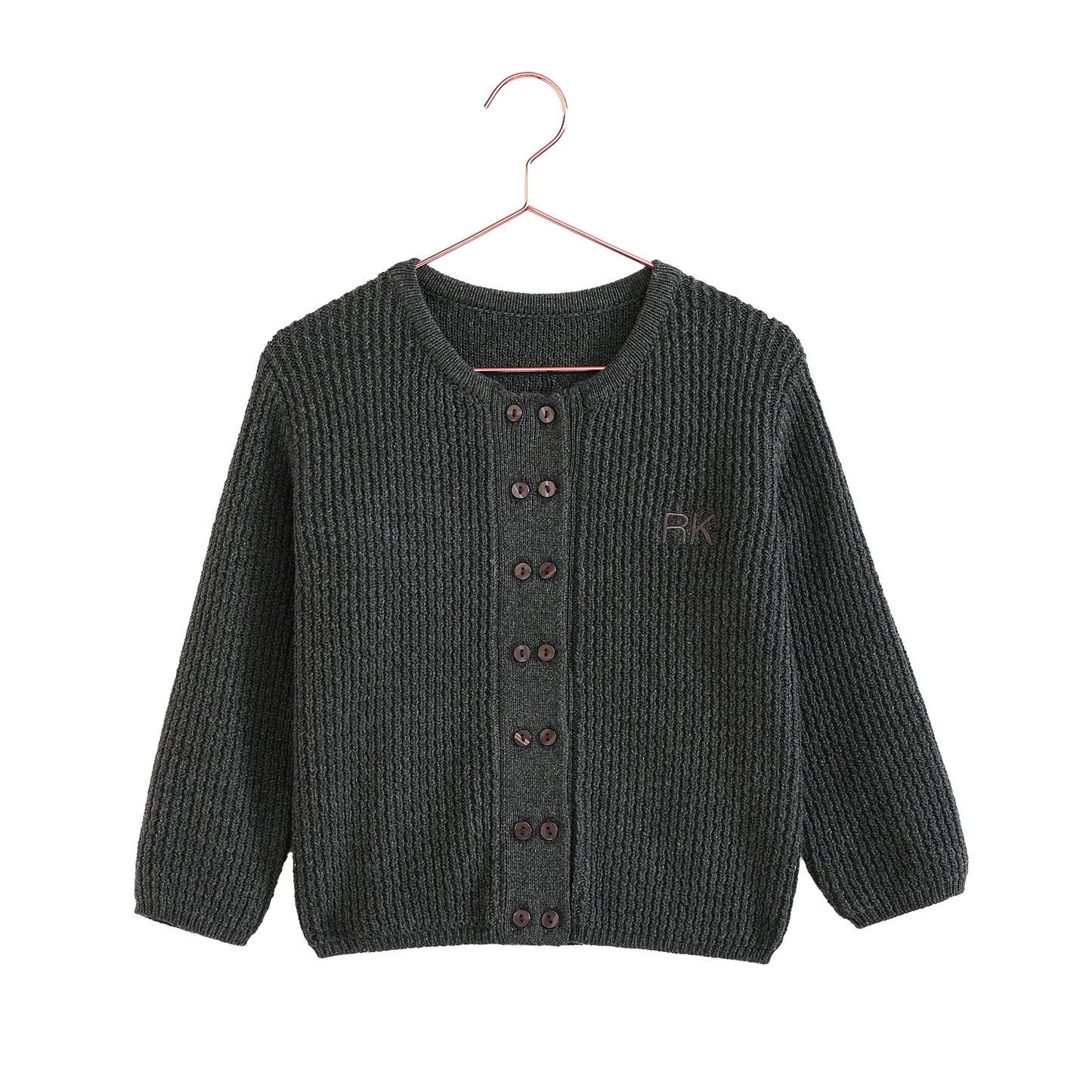 RETRO KID CHARCOAL KNIT BUTTON CARDIGAN