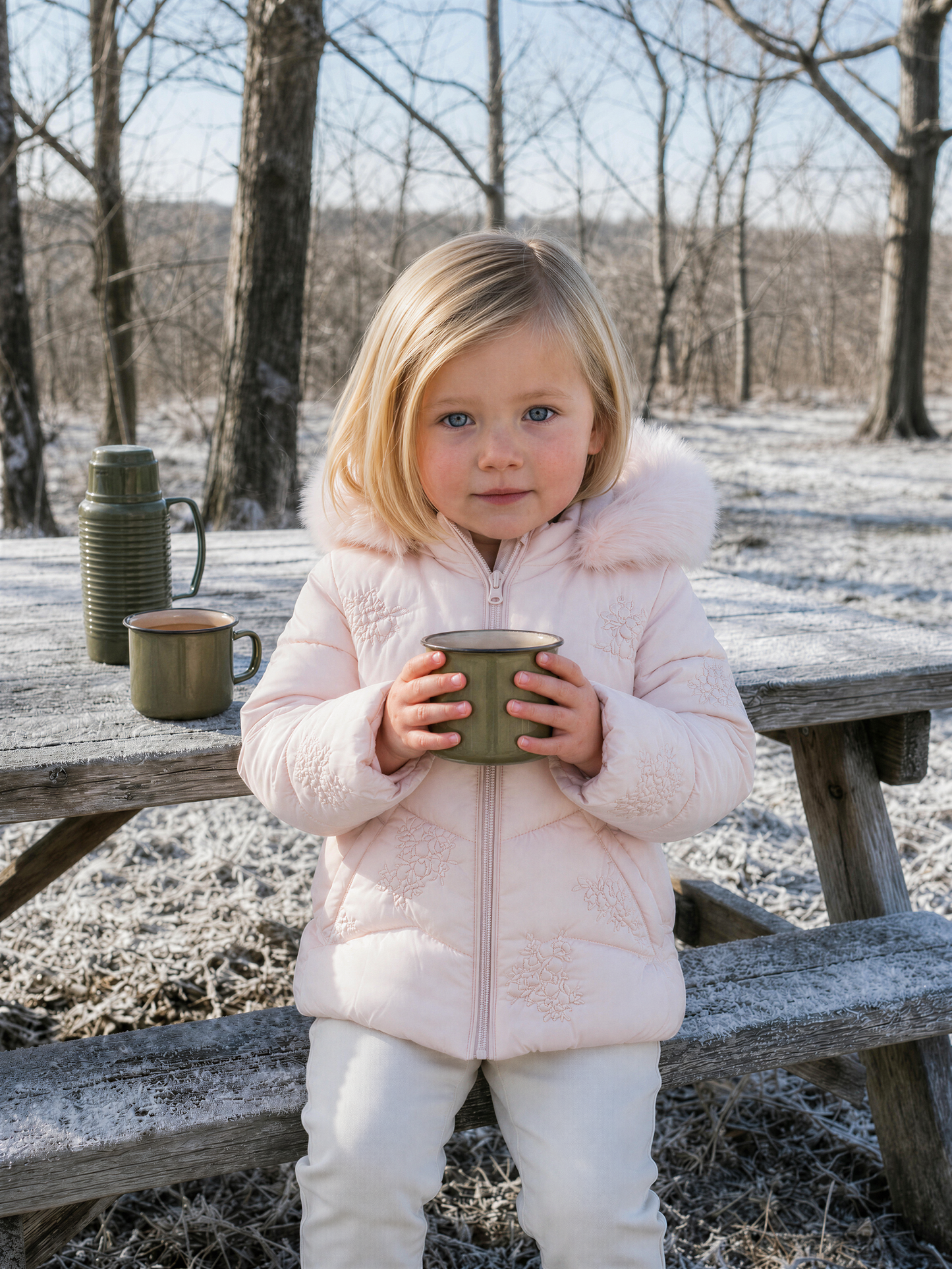 SCOTCH BONNET BABY PINK FUR TRIM QUILTED COAT