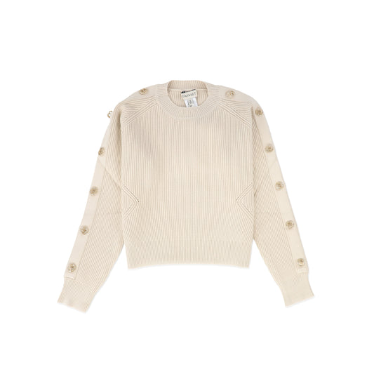 TWINSET BEIGE RIBBED KNIT BUTTON SWEATER