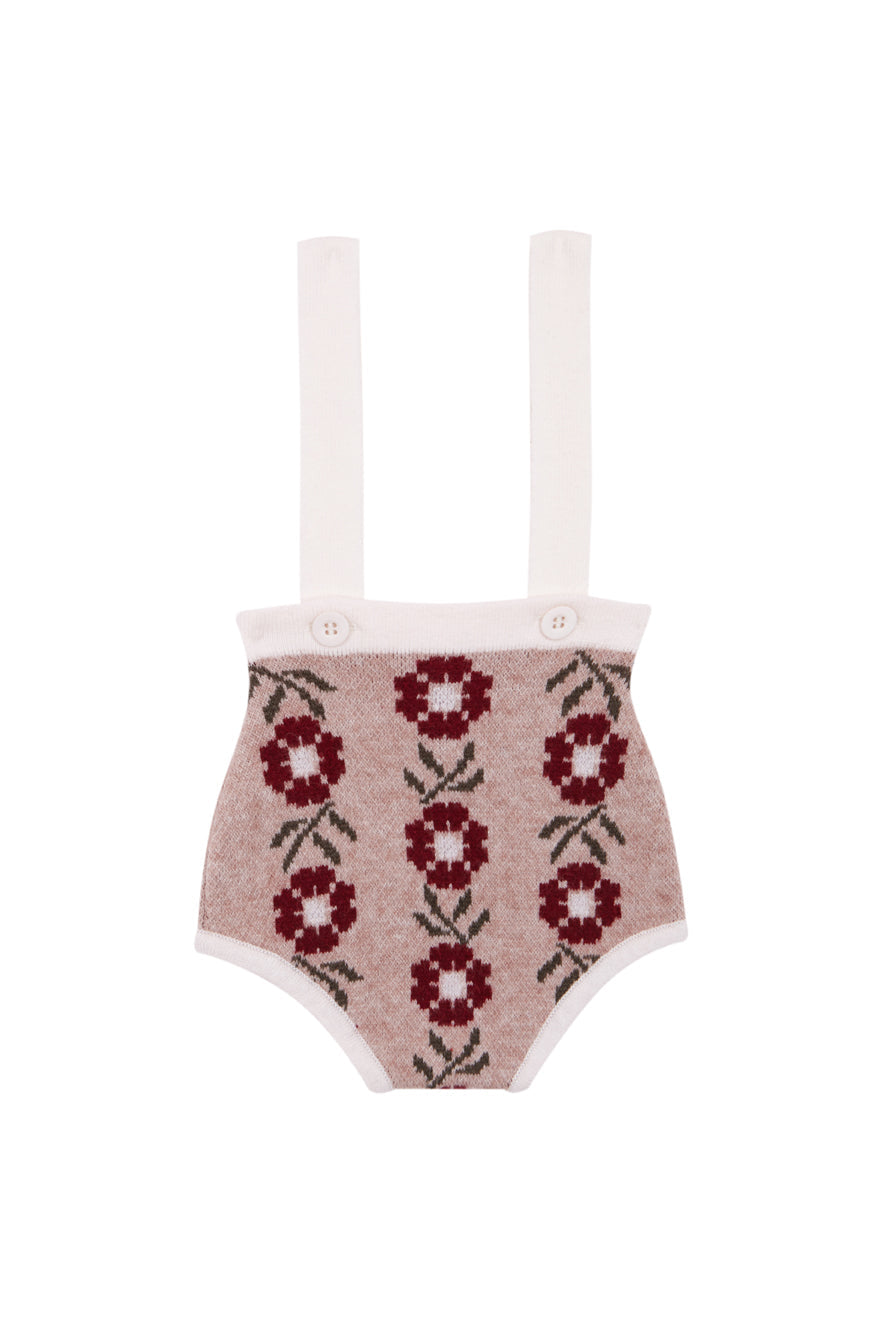 BIRINIT PETIT BURGUNDY FLORAL KNIT SUSPENDER BLOOMER