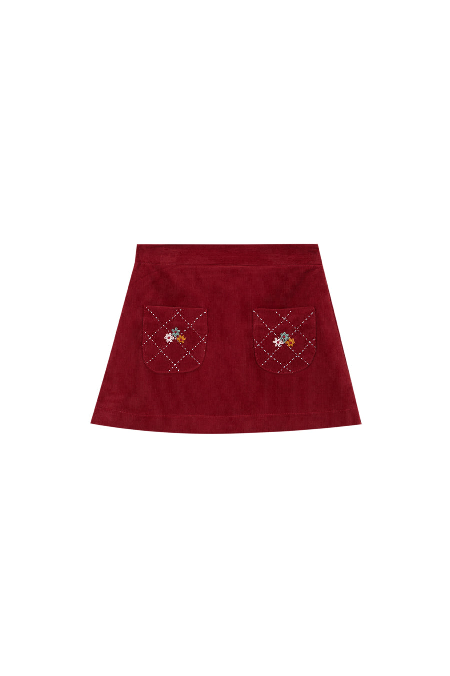 BIRINIT PETIT BURGUNDY CORDUROY POCKET SKIRT
