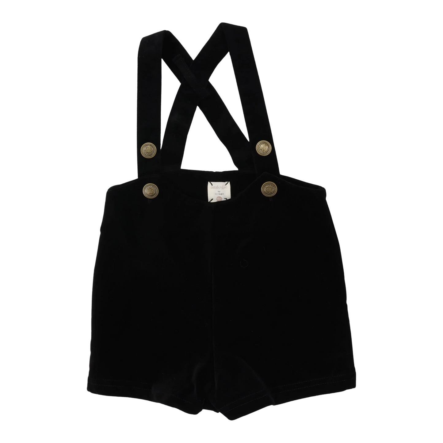 ANALOGIE BLACK VELVET SUSPENDER SHORTS