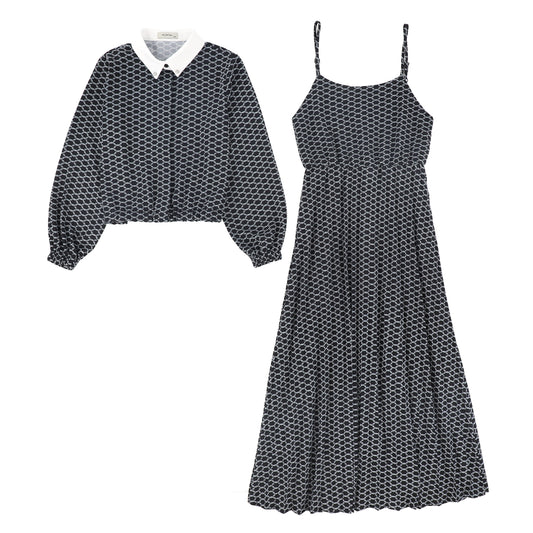 VALENTINA BLACK CHAIN PRINT DRESS