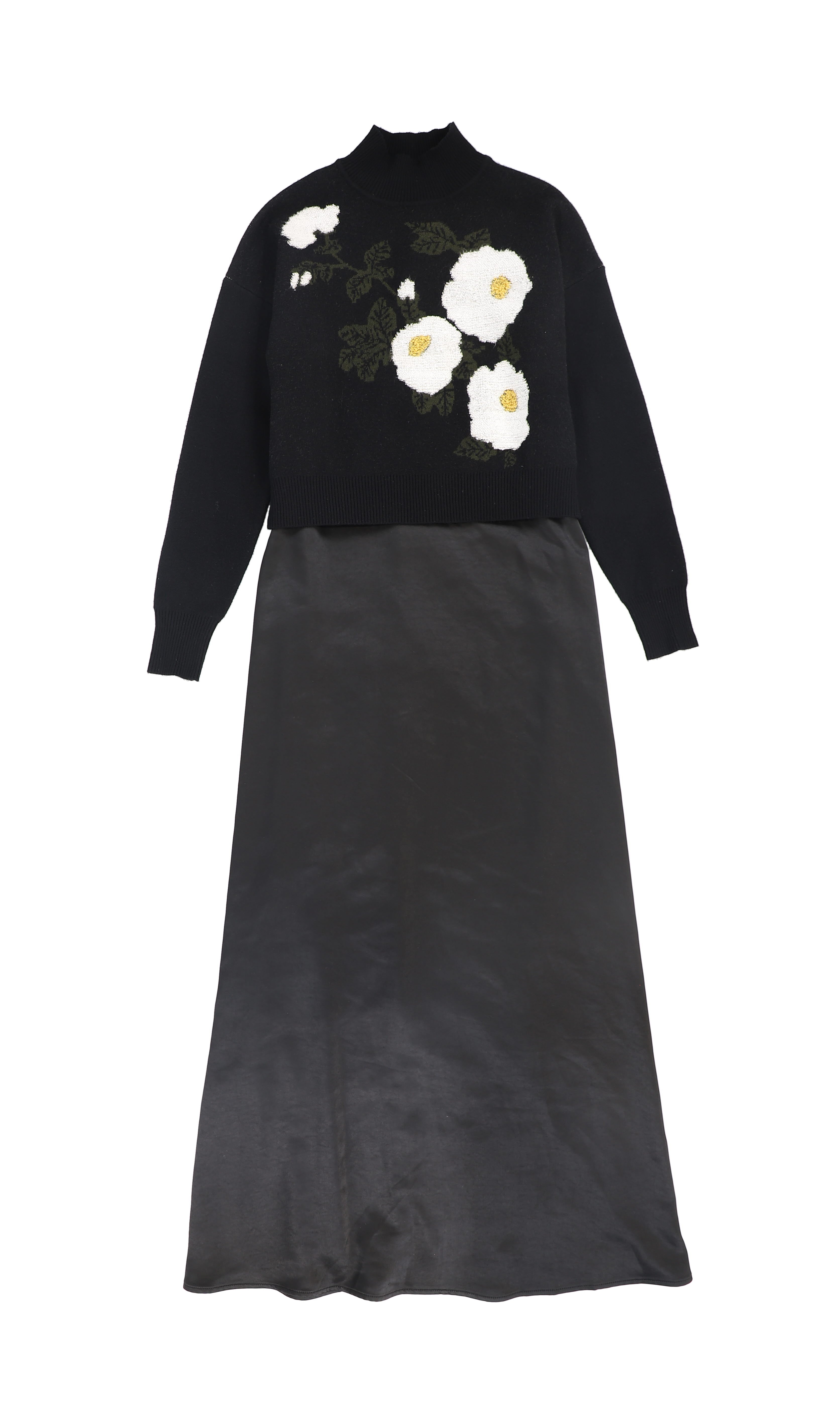 Black Flower Embroidered Sweater Maxi Dress Black Flower Embroidered Sweater Maxi Dress