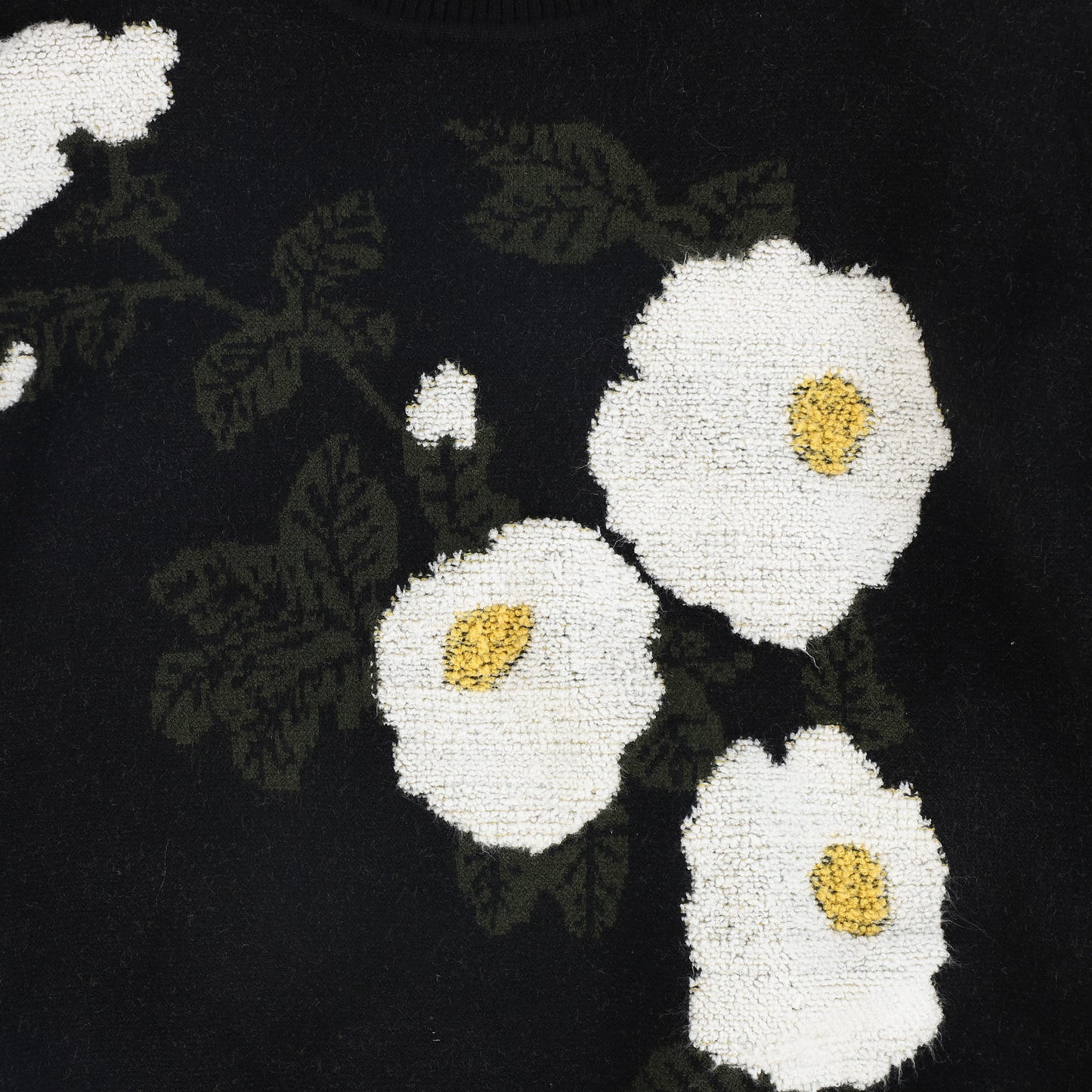VALENTINA BLACK FLOWER EMBROIDERED SWEATER MAXI DRESS