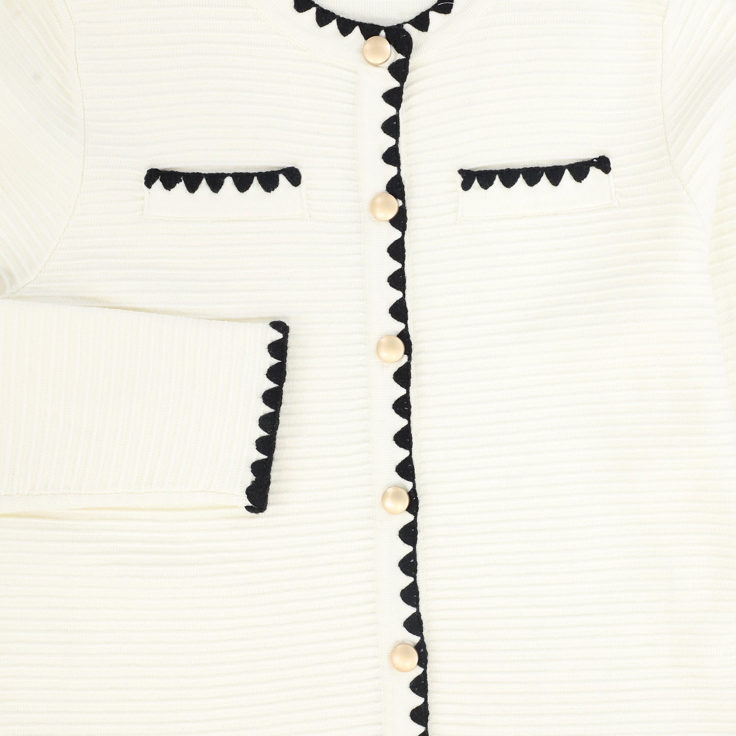 VALENTINA BLACK/IVORY CROCHET CARDIGAN MAXI DRESS
