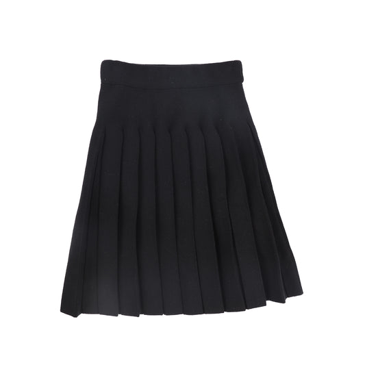 BAMBOO BLACK KNIT DROP PLEAT SKIRT