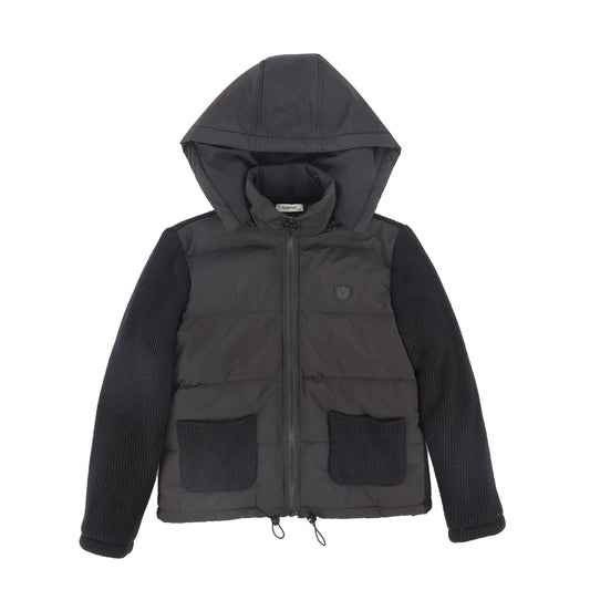 VALENTINA BLACK KNIT POCKET PUFFER JACKET