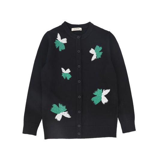 VALENTINA BLACK SCATTERED EMBROIDERY CARDIGAN