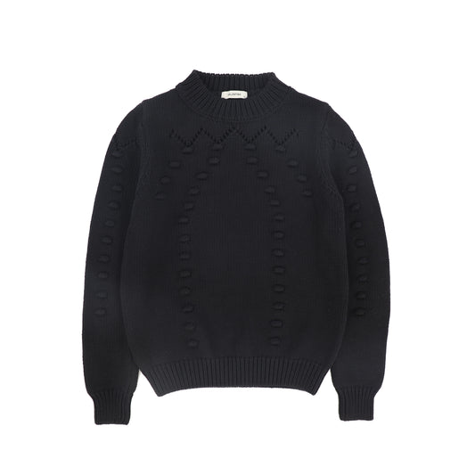 VALENTINA BLACK HEATHERED POM POM SWEATER