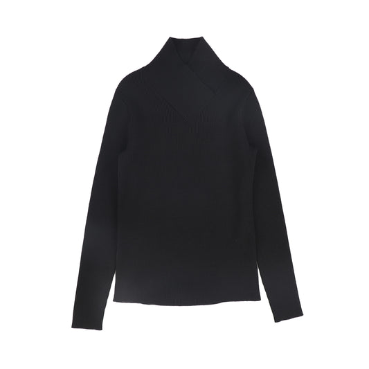 VALENTINA BLACK WRAP NECK TURTLENECK
