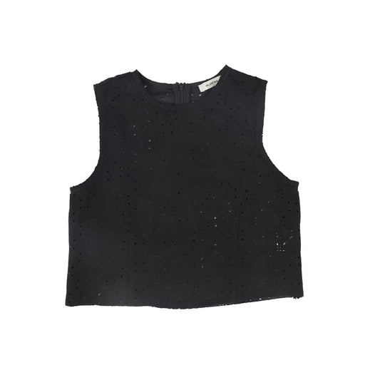 VALENTINA BLACK FLOWER CUTOUT VEST