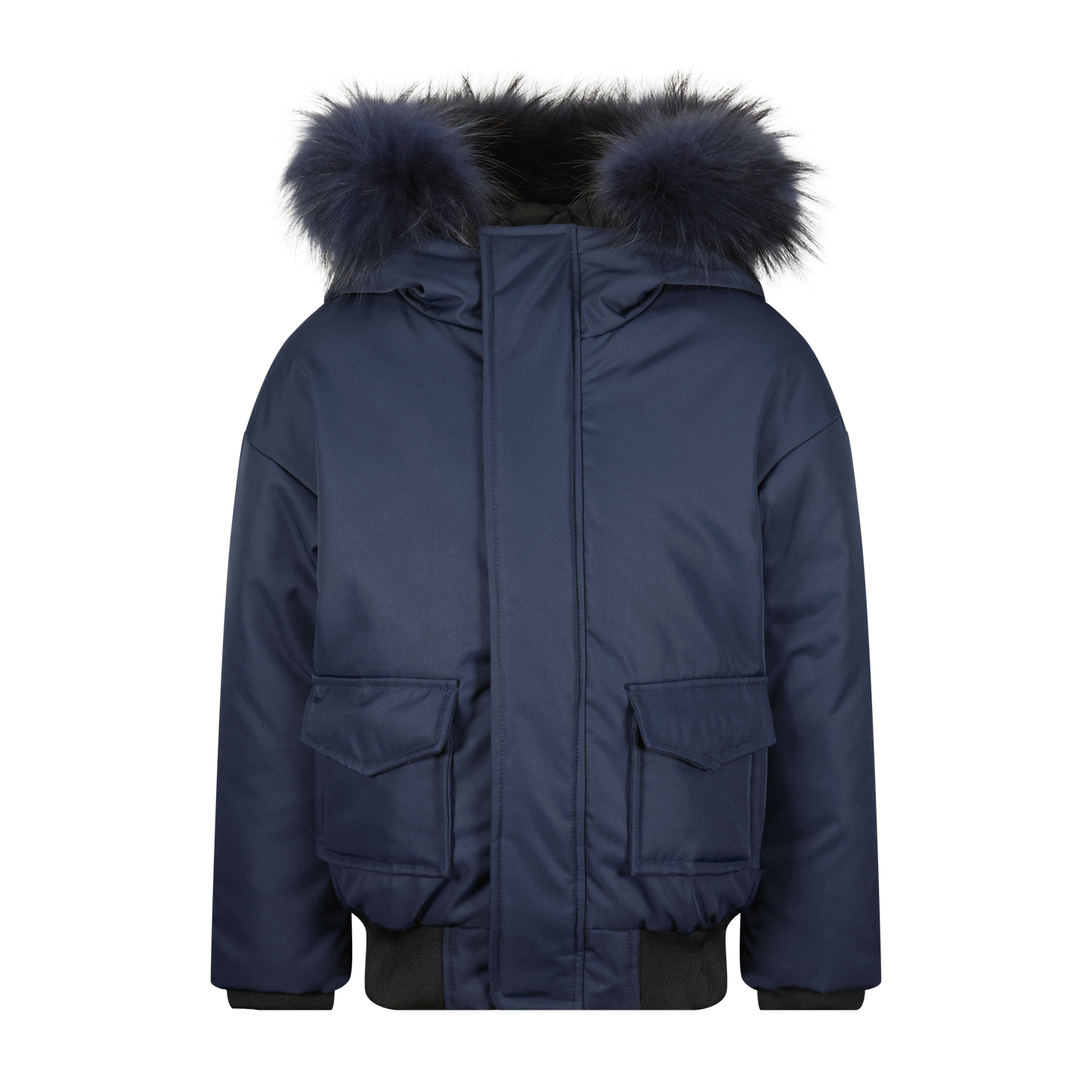 SCOTCH BONNET NAVY FUR TRIM POCKET BOMBER COAT