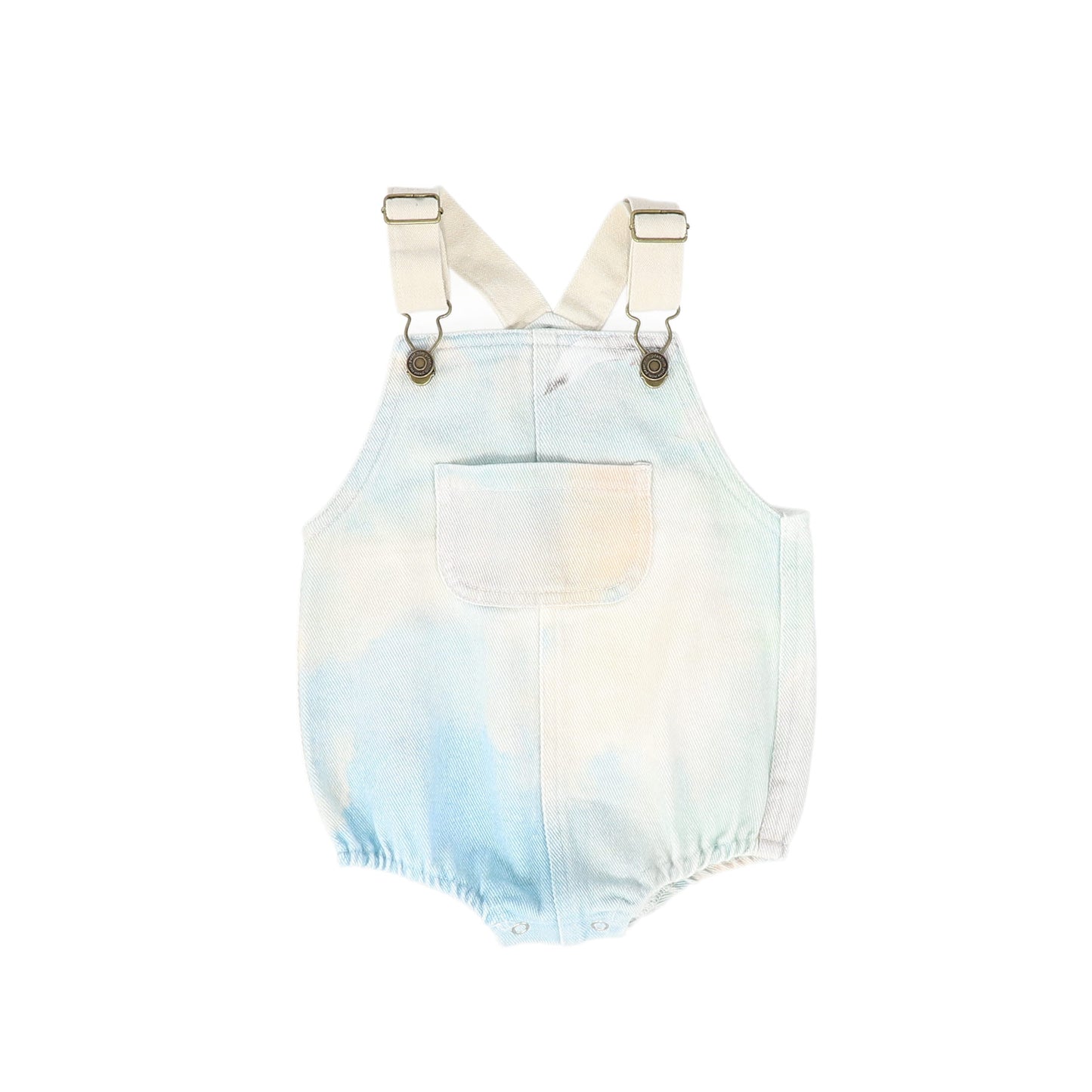 PLEASE MOM DENIM TIE DYE BARREL ROMPER