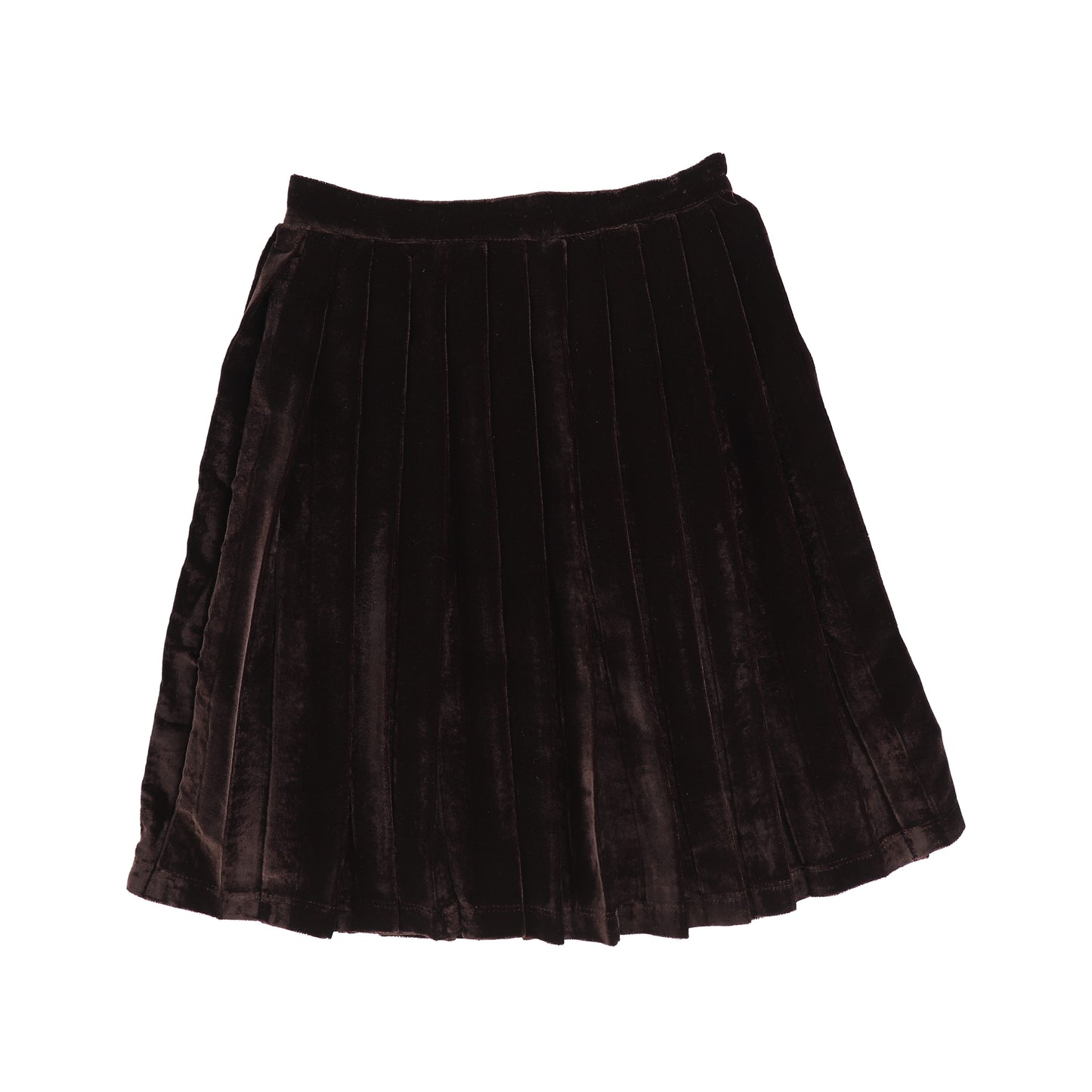 ONE CHILD BROWN VELVET PLEATED SKIRT