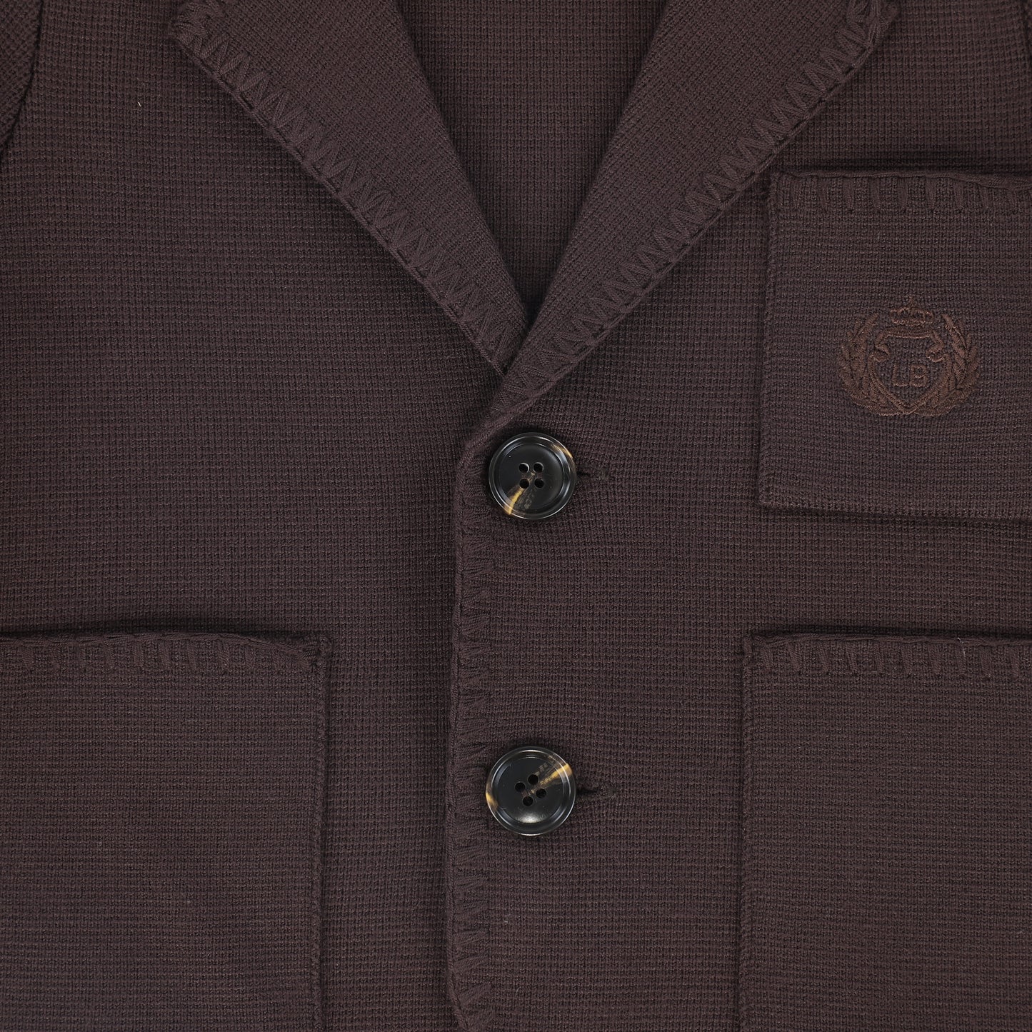 LE BOURDON BROWN PIPED KNIT BLAZER