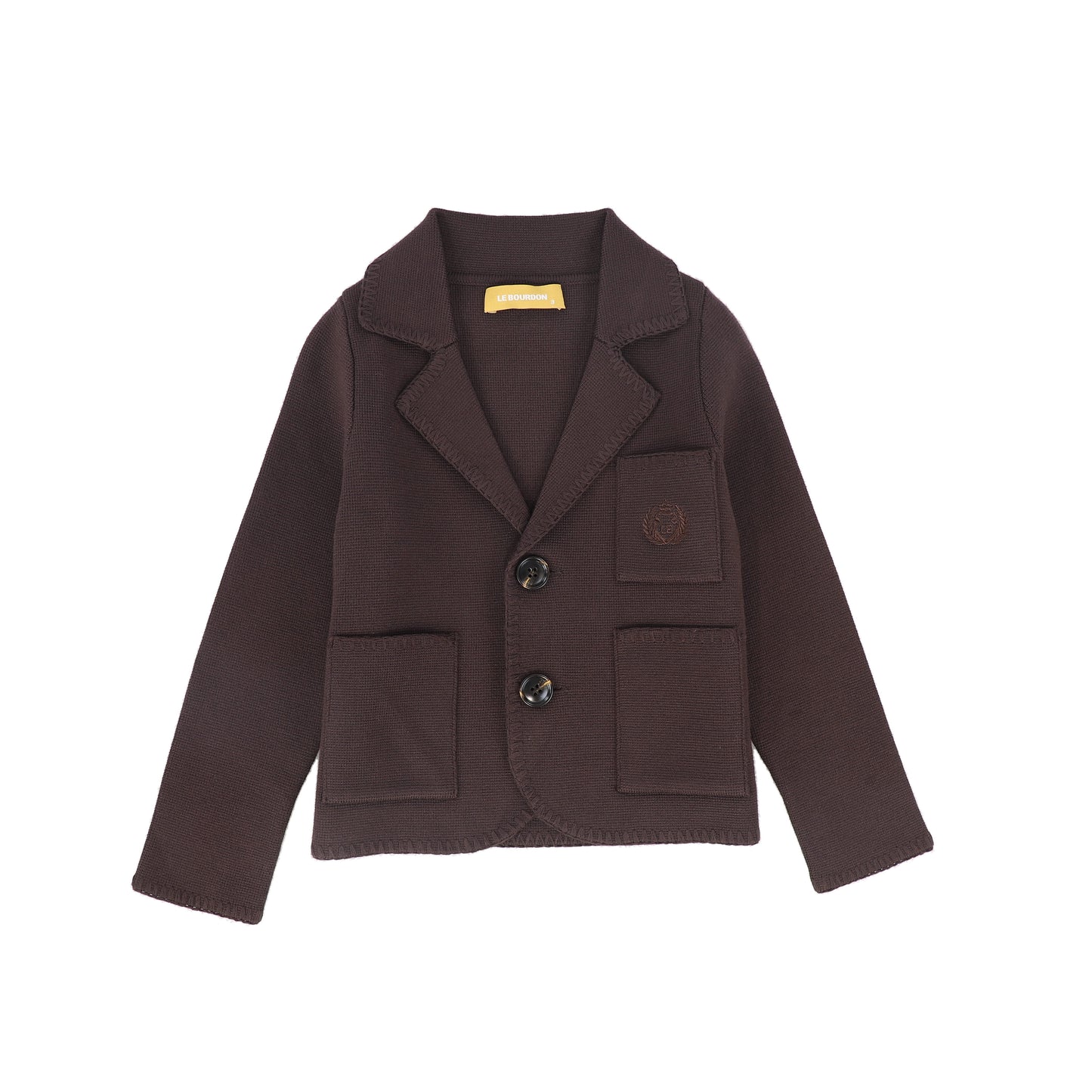 LE BOURDON BROWN PIPED KNIT BLAZER