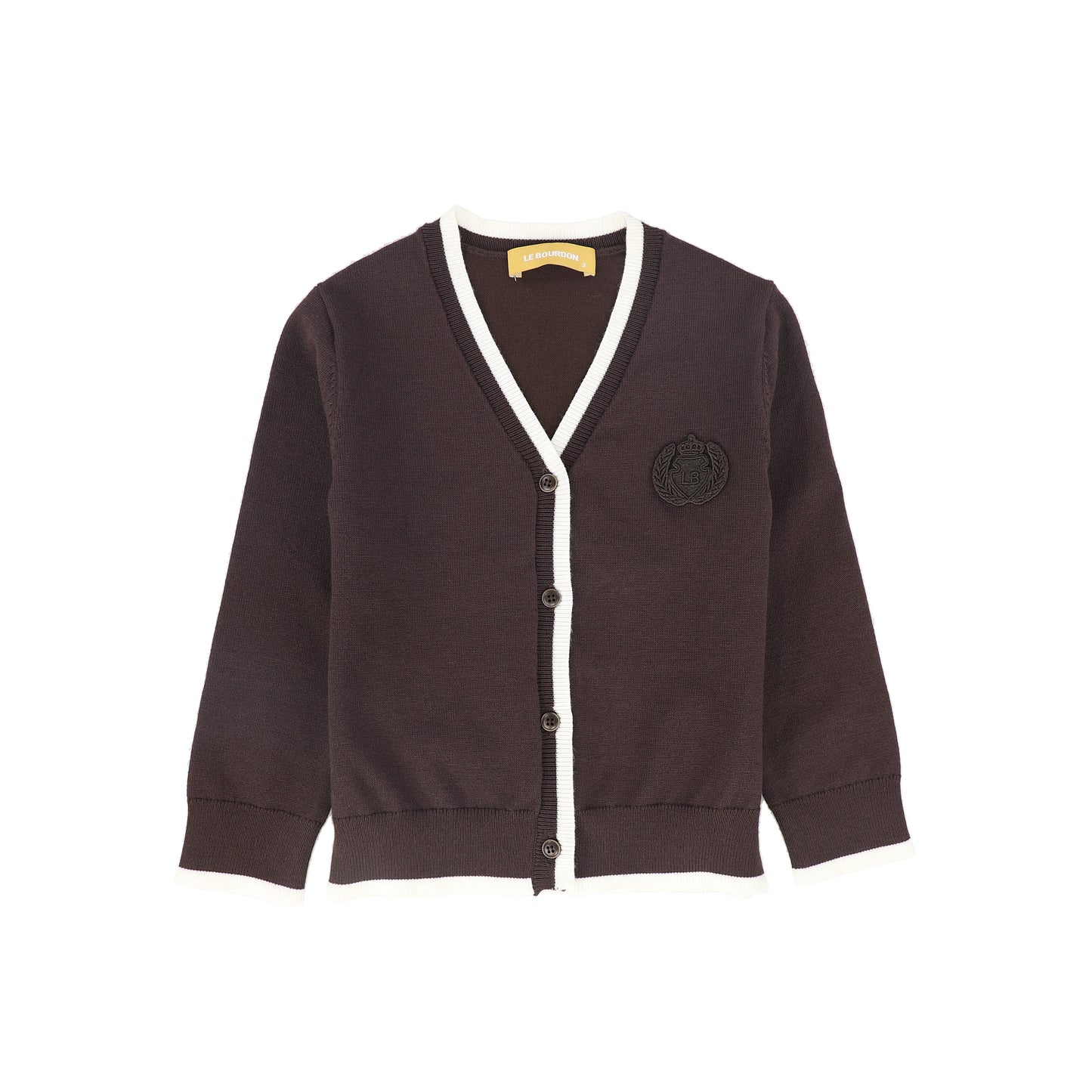 LE BOURDON BROWN TRIM BORDER CARDIGAN
