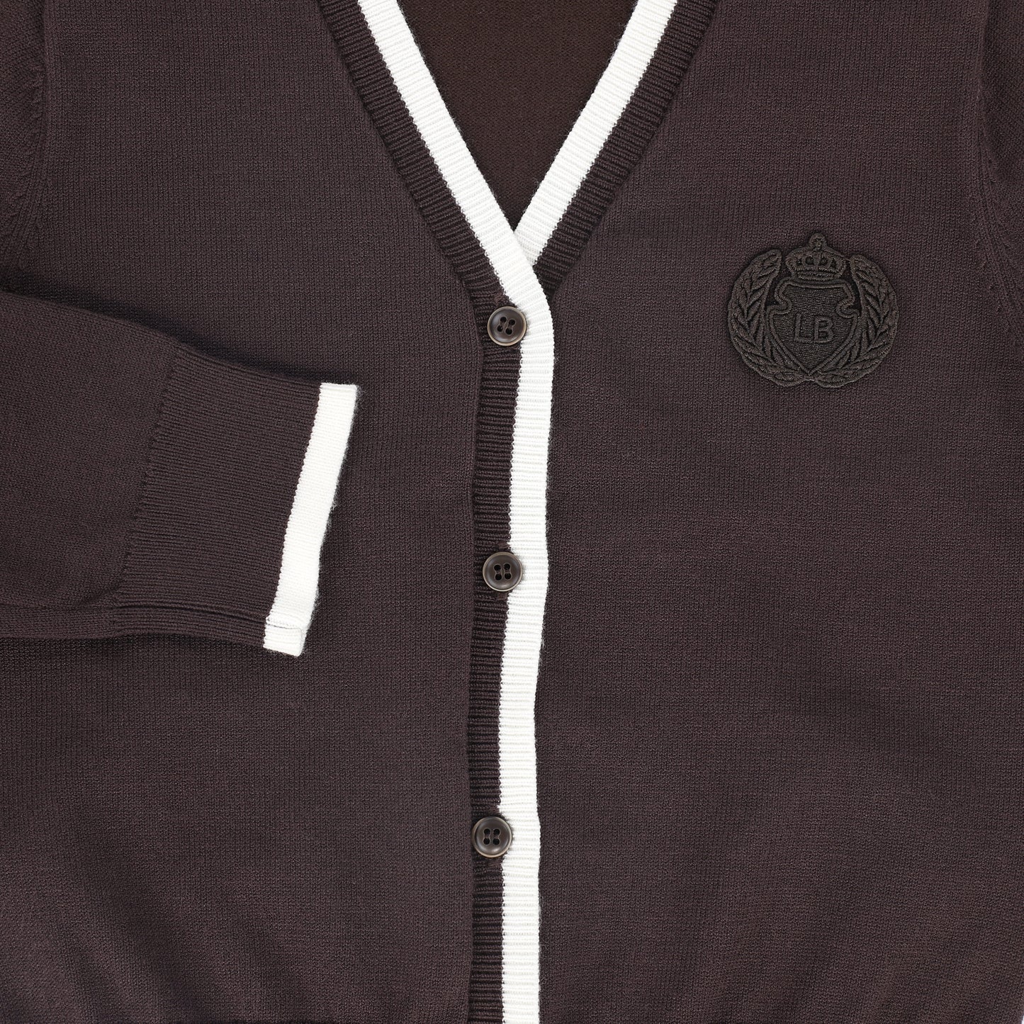 LE BOURDON BROWN TRIM BORDER CARDIGAN