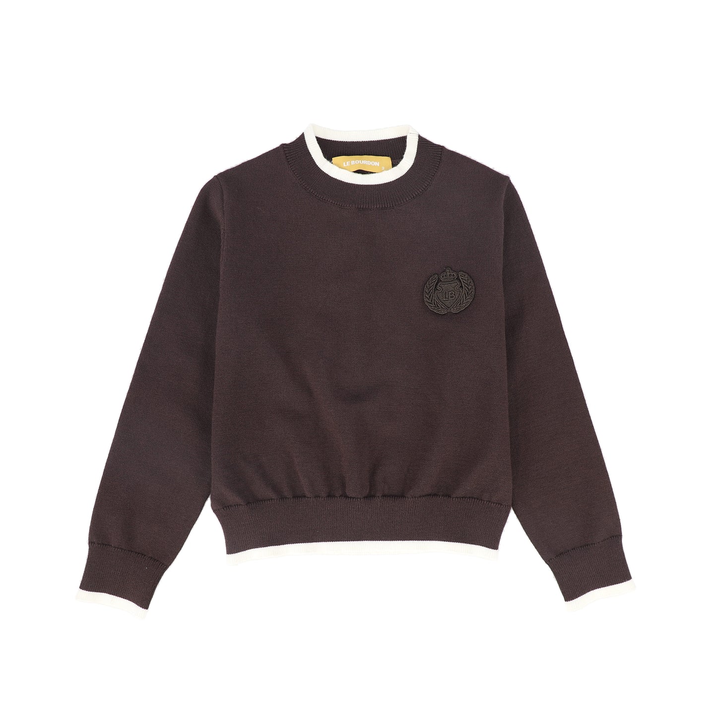 LE BOURDON BROWN TRIM BORDER SWEATER