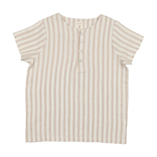 ANALOGIE TAUPE STRIPE LOOP BUTTON SHIRT [FINAL SALE]