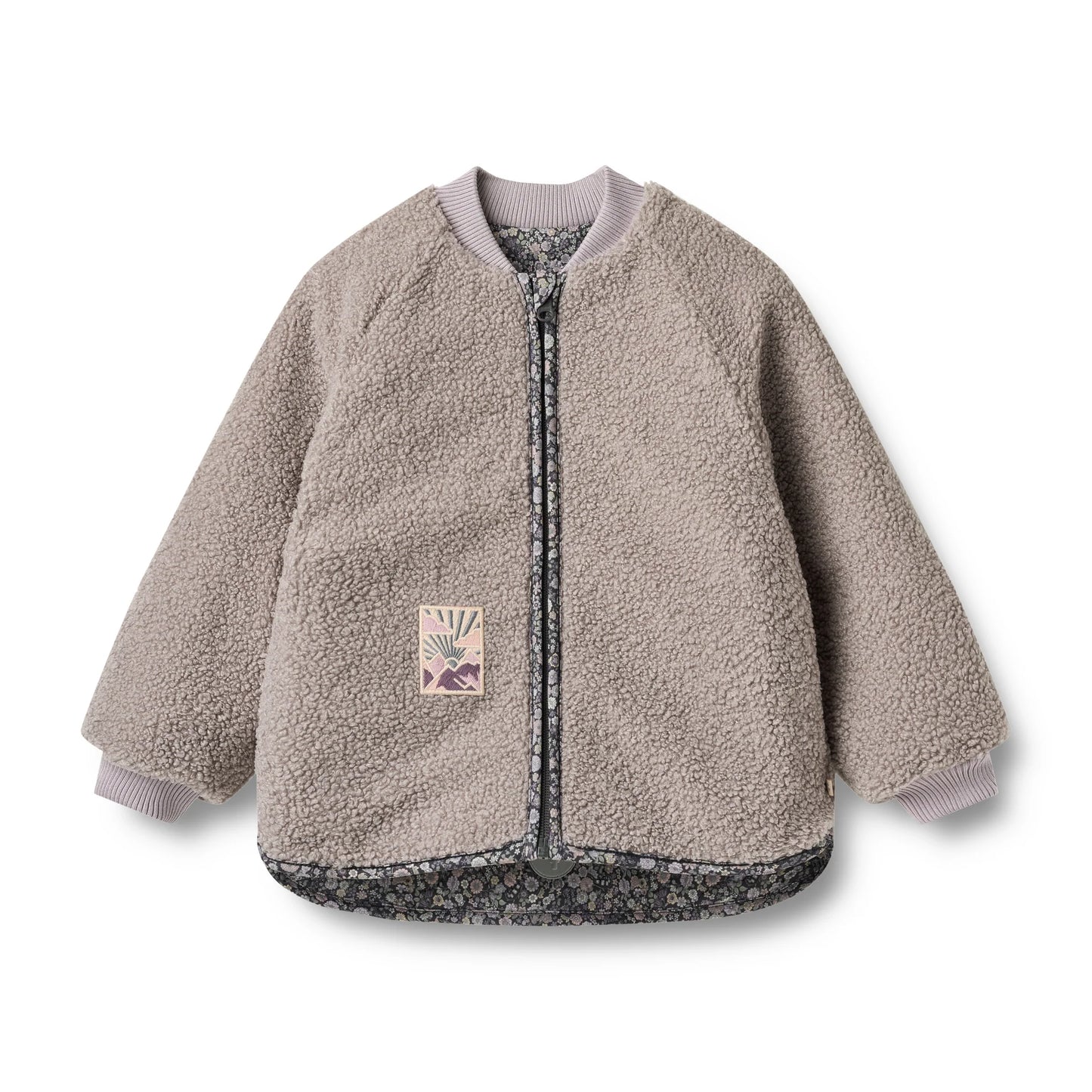 WHEAT PASTEL FLORAL SHERPA LINED JACKET