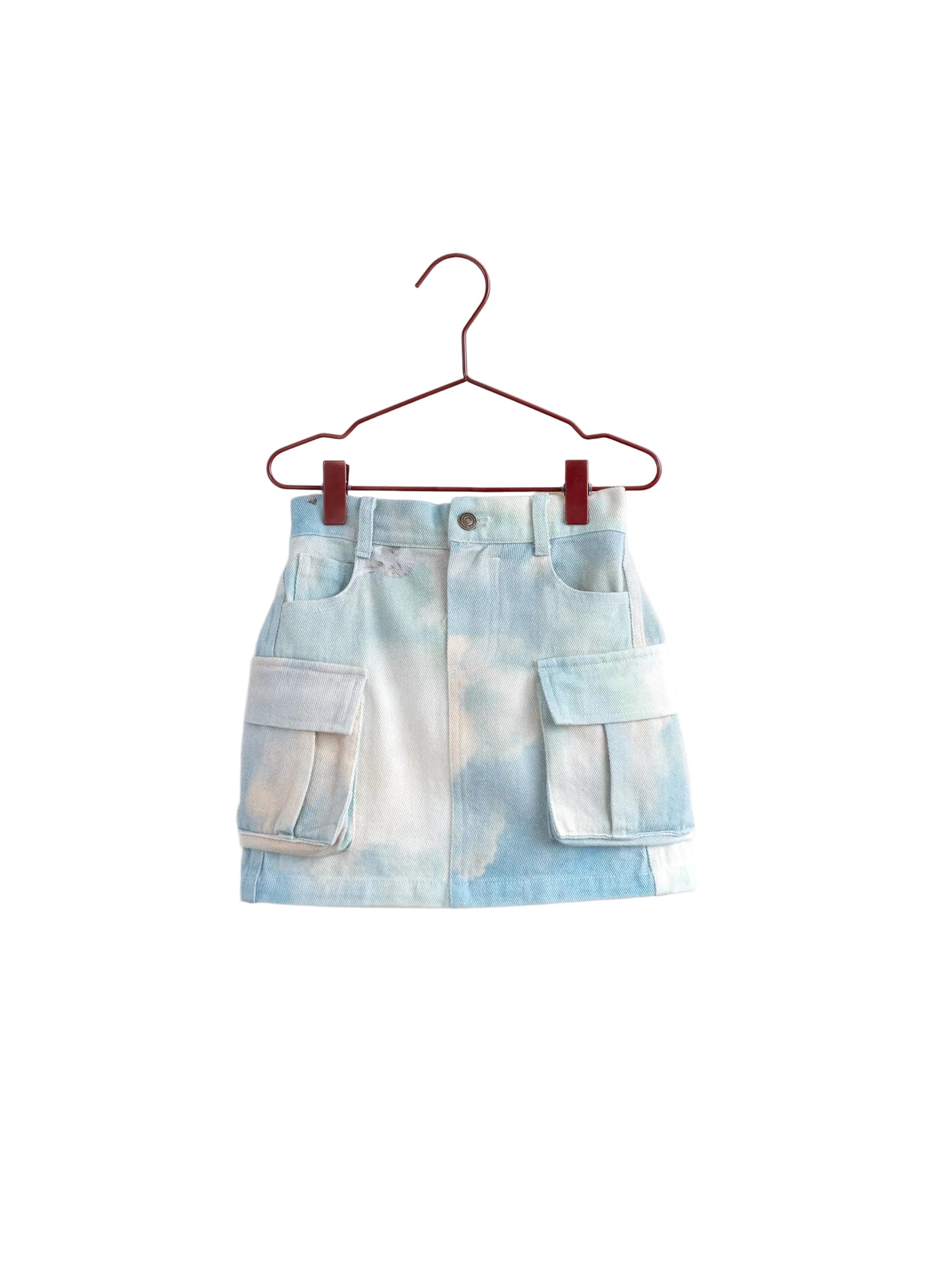 PLEASE MOM DENIM TIE DYE BARREL SKIRT