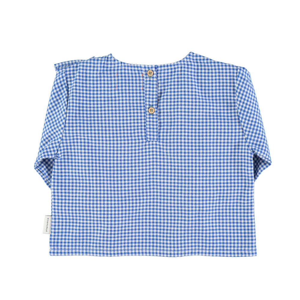 PIUPIUCHICK BLUE CHECKED RUFFLE TOP