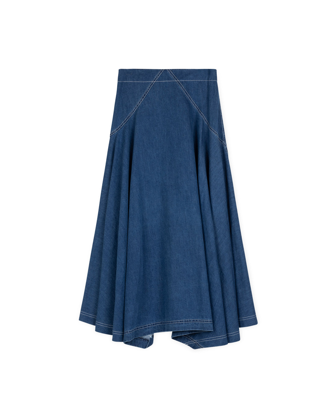 Denim Flare Maxi Skirt