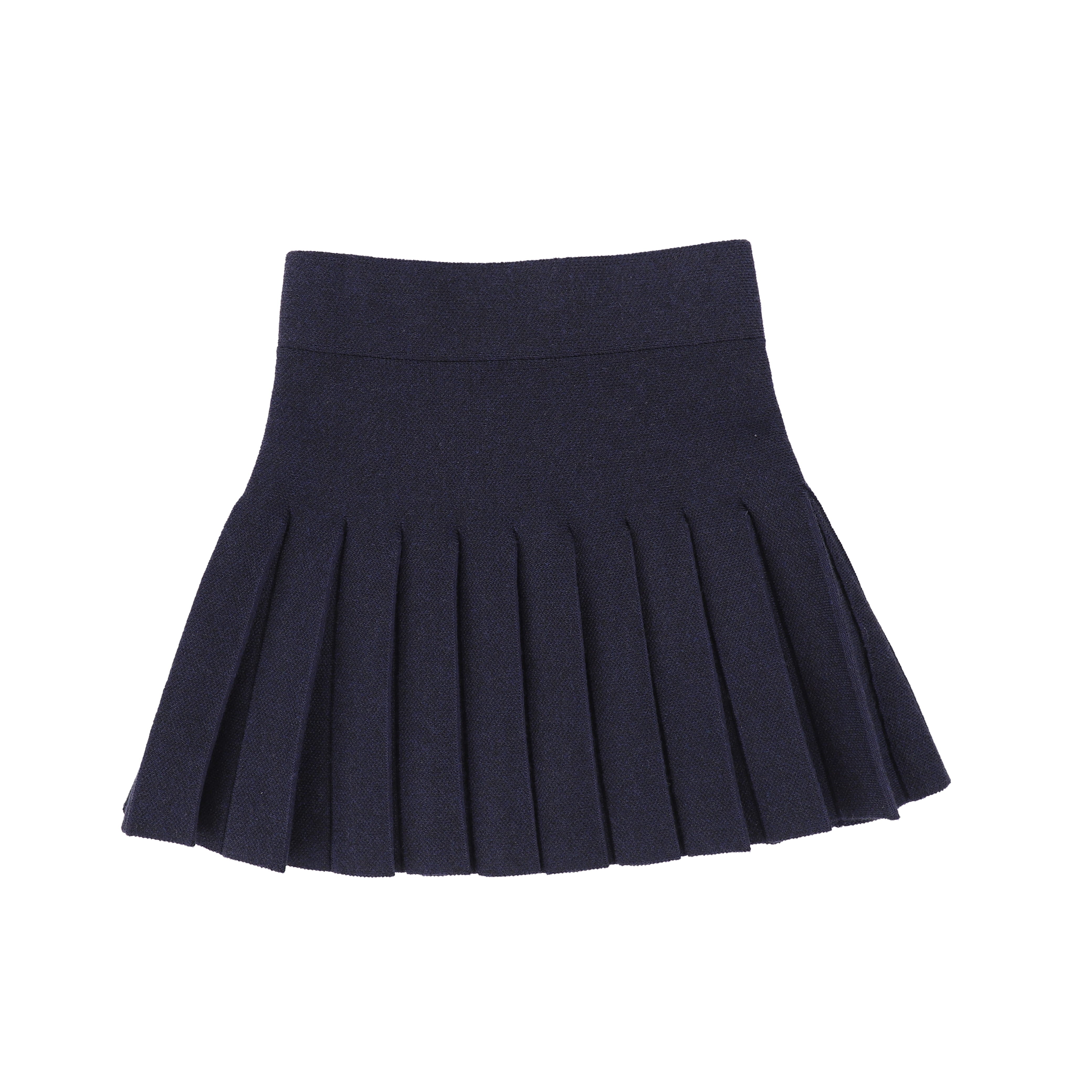 BAMBOO NAVY KNIT DROP PLEATED SKIRT [Final Sale] – Luibelle