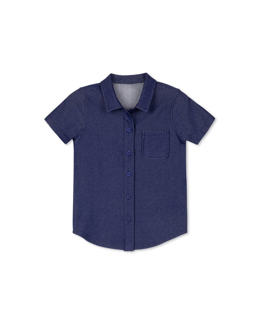 DUKE + PORT NAVY ROUNDED BUTTON DOWN SHIRT [FINAL SALE]