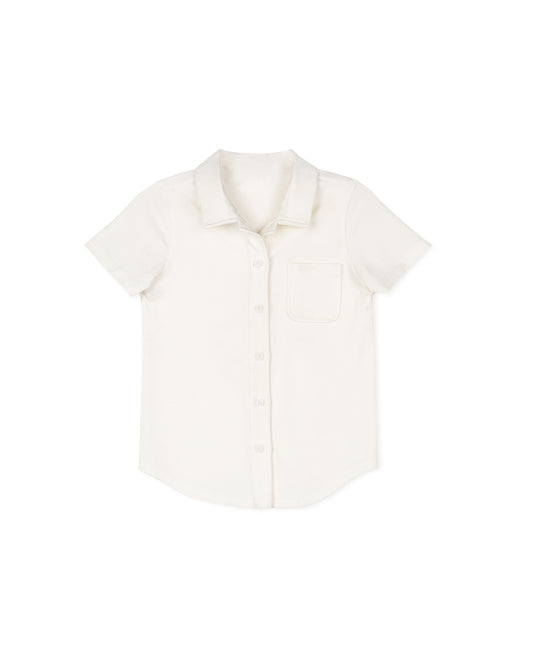 DUKE + PORT WHITE ROUNDED BUTTON DOWN SHIRT [FINAL SALE]