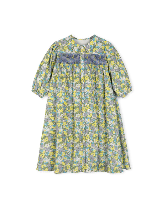 PAPILLON YELLOW FLORAL SMOCKED DRESS [FINAL SALE]