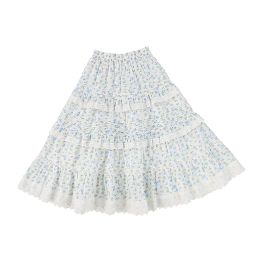 BAMBOO FLORAL PRINTED LACE TRIM SKIRT [FINAL SALE]
