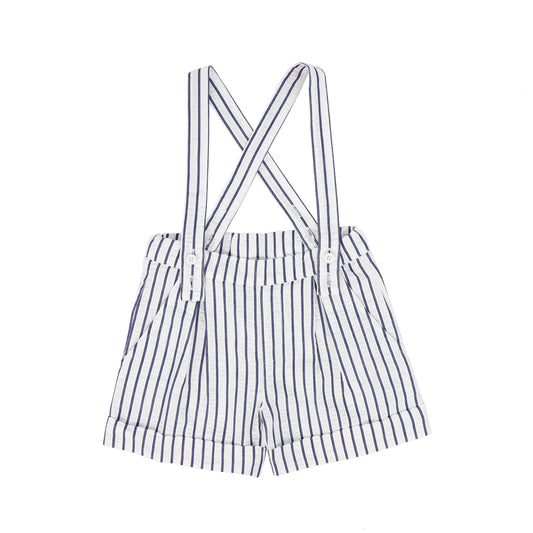 BACE COLLECTION NAVY/WHITE THICK STRIPED SUSPENDER SHORTS [FINAL SALE]