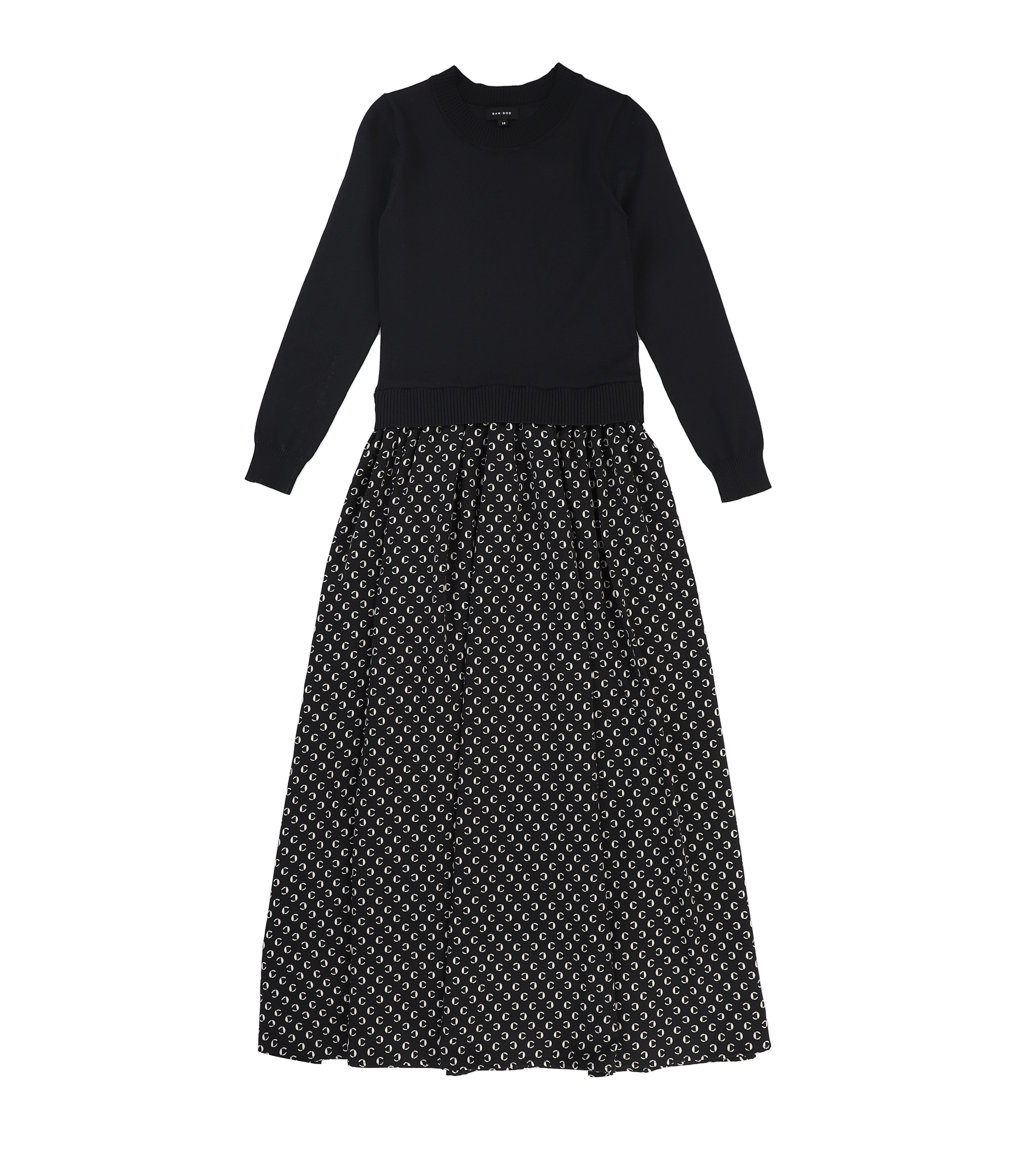 Black Cropped Sweater Printed Maxi Dress