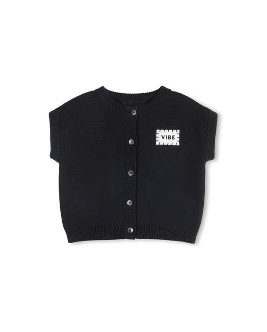 VIBE BLACK LOGO PATCH BUTTON VEST