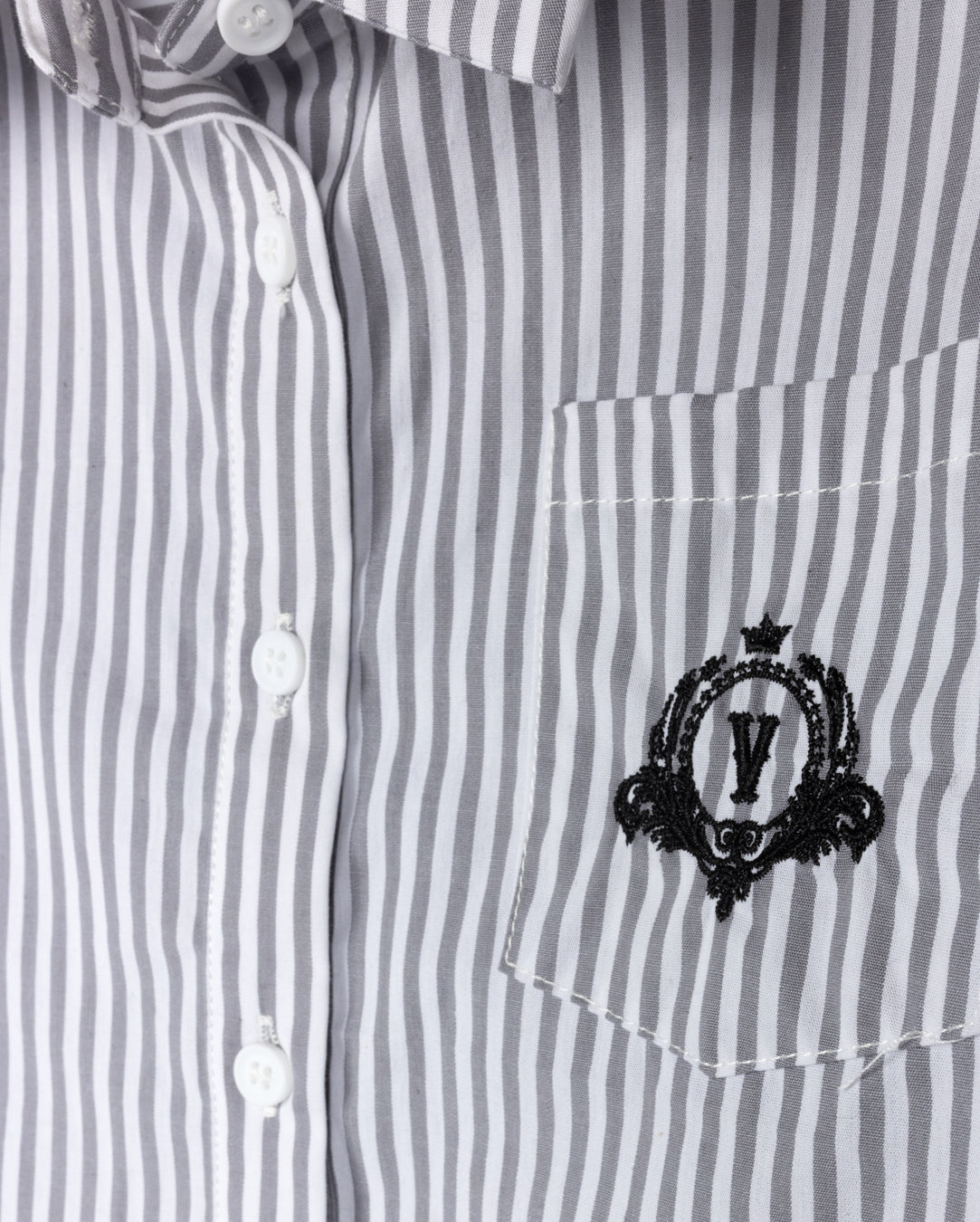 VIBE GREY STRIPED EMBLEM POCKET SHIRT
