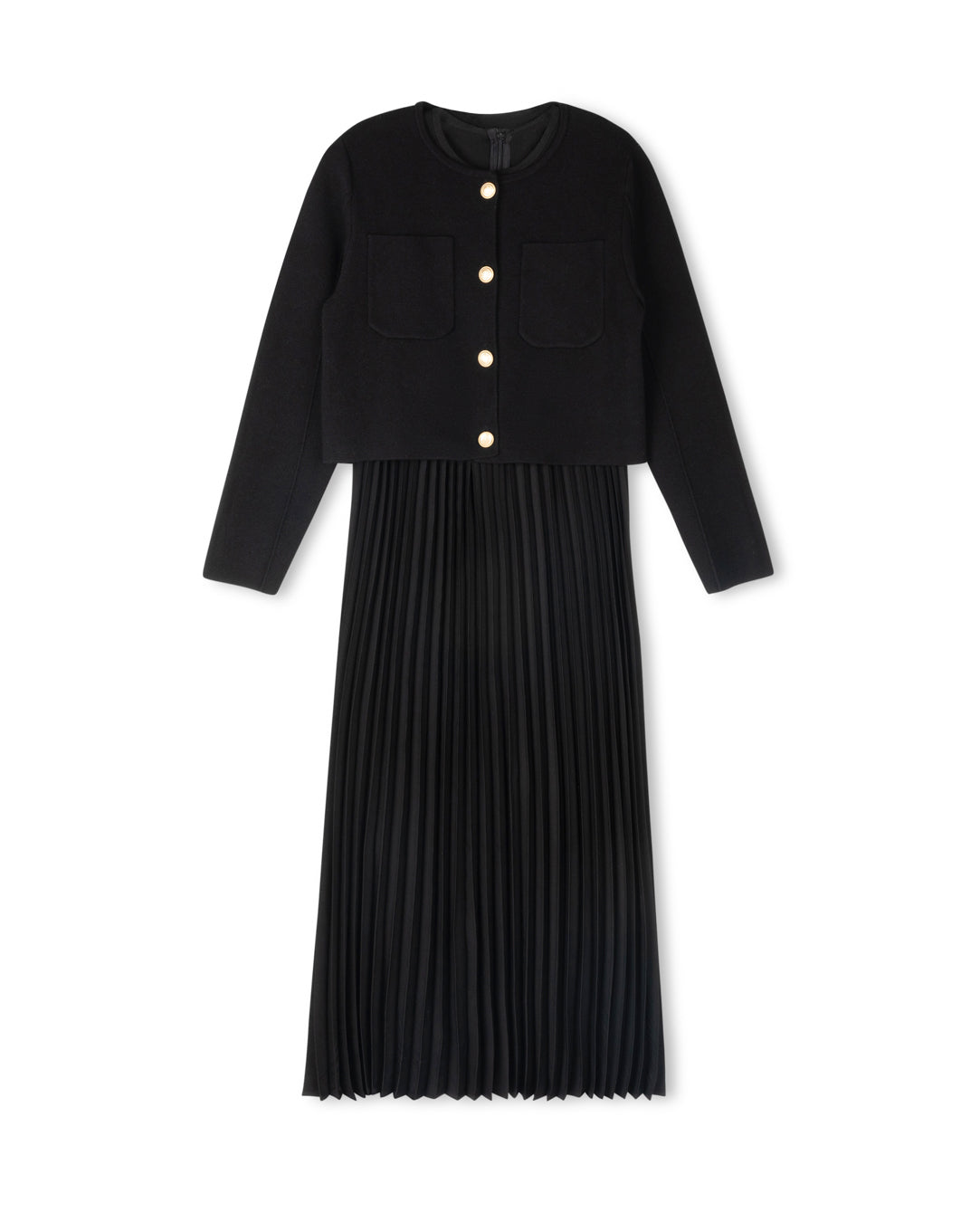 MINIMAL BLACK KNIT BLAZER SLIP DRESS SET
