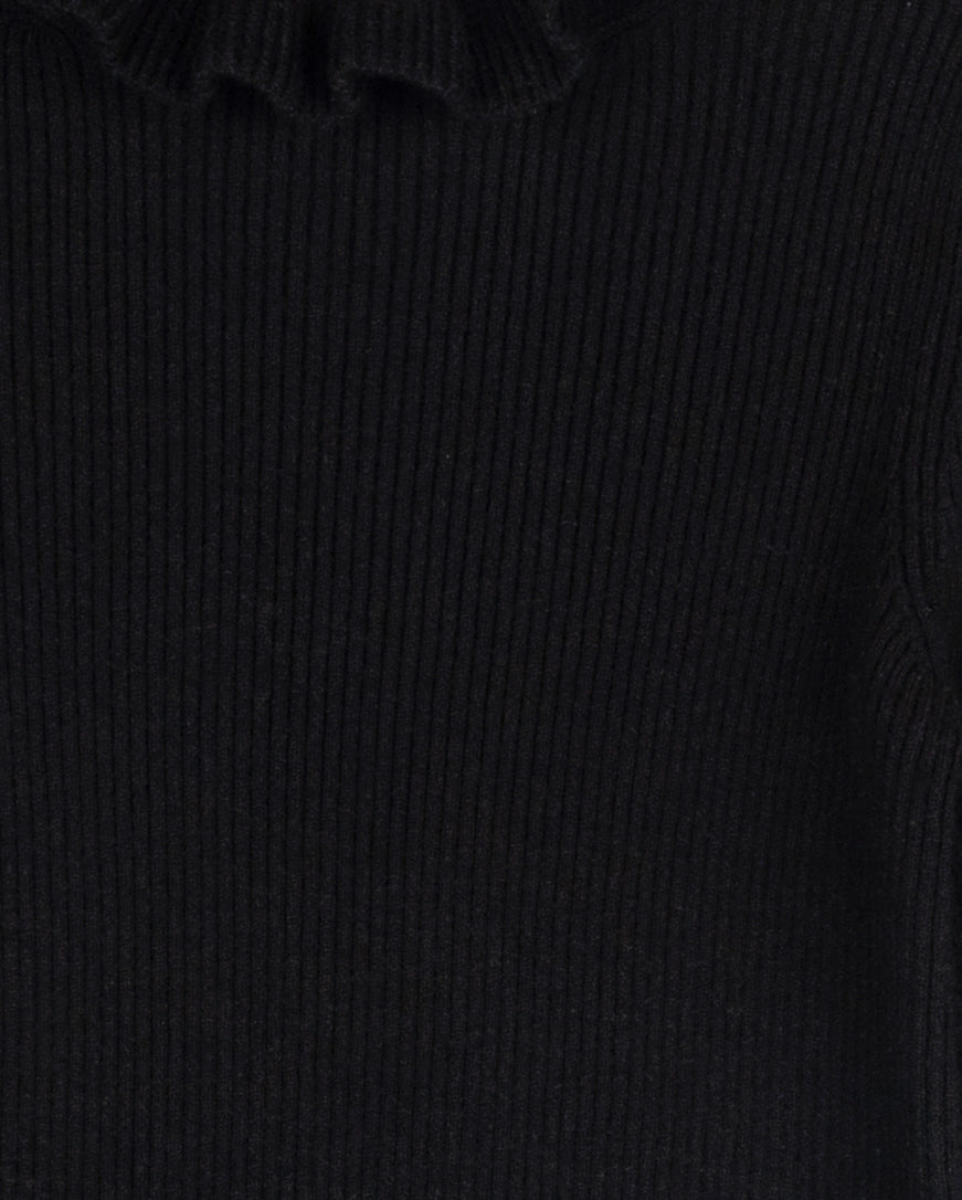 ONE CHILD BLACK RUFFLE COLLAR SWEATER