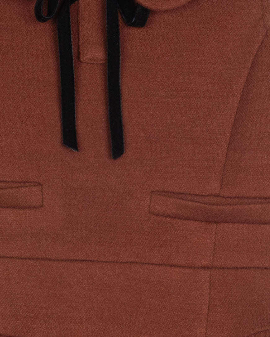 LILOU RUST WOOL TIERED RIBBON JUMPER